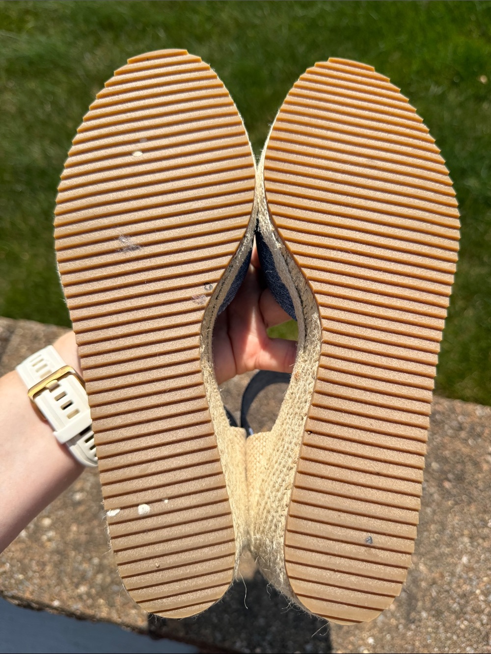 Anne Klein Blue Denim-Look Espadrille Wedge Sandals - Picture 5 of 6